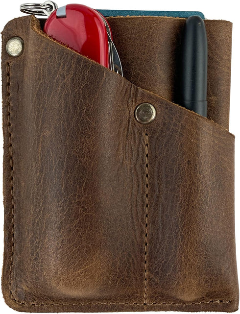Hide & Drink, Front Pocket Wallet, Multitool Pouch, Card Holder, Money Organizer, Travel Accessories, Full Grain Leather, Handmade, Bourbon Brown...