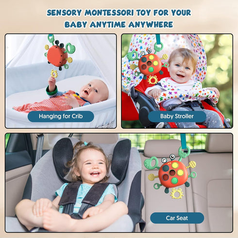 Baby Montessori Toys for 2 Year Old Boy Girl, Sensory Toddler Travel Airplane Car Seat Stroller Toys for 18+ Month, Learning Fine Motor Skills Pul...