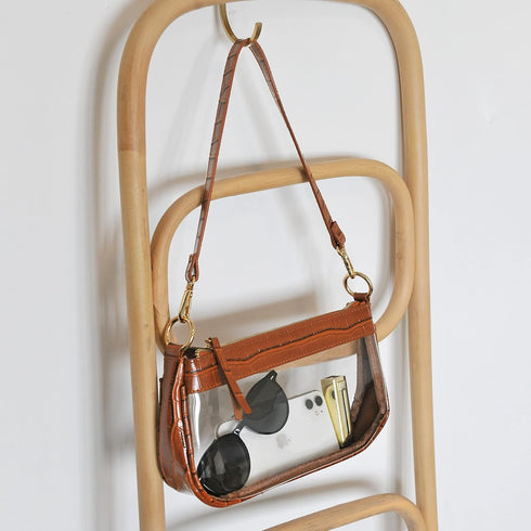 Clear Shoulder Handbag PVC Classic 90s Purse Women Vegan Leather Crocodile Crossbody Bag...