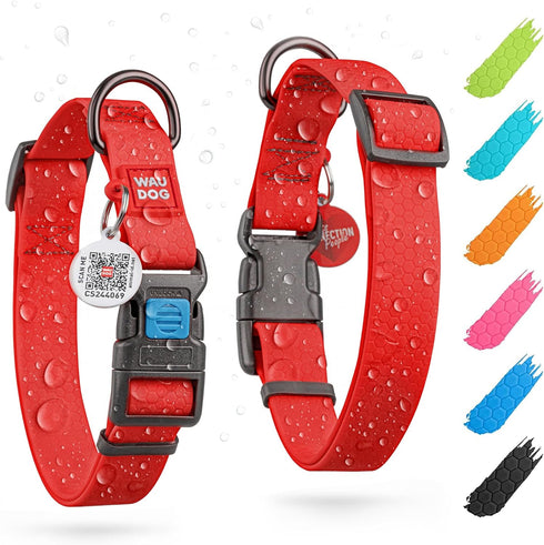 WAUDOG Waterproof Dog Collar - Adjustable Dog Collar for Large Dogs, Small and Medium Dogs - Breakaway Dog Collar Waterproof with Plastic Buckle a...