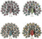 4 PCS Multicolor Rhinestone Crystal Peacock Brooch Pin Lapel Pin for Women (4 colors)...