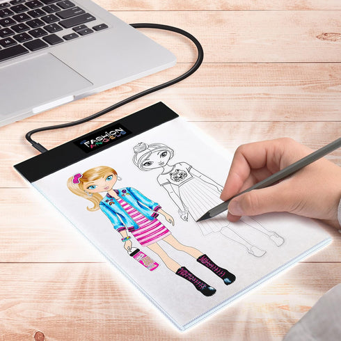 Fashion Angels Fashion Design Light Up Sketch Pad 12521, Light Up Tracing Pad, Includes USB, Ultra Thin Tablet, Includes Stencils and Stickers, Re...