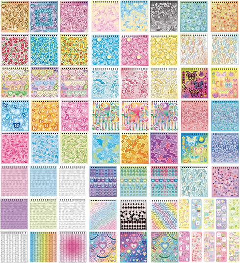 2800PCS Kpop Photocard Scrapbook Stickers Book, Butterfly Stars Heart Ribbon Letters Stickers Self Adhesive Kpop Deco Korean Stickers Book for Pho...