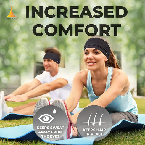 French Fitness Revolution - Stretchy Sports Headband for Men & Women - Guys Sweatband for Running, Cycling, Basketball, Yoga, Fitness - Moisture W...