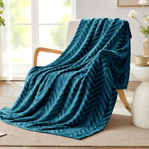 Whale Flotilla Flannel Fleece Throw Blanket for Couch Sofa Bed, Lightweight Breathable Soft Throws Plush Fluffy Chevron Design Decorative Blankets...