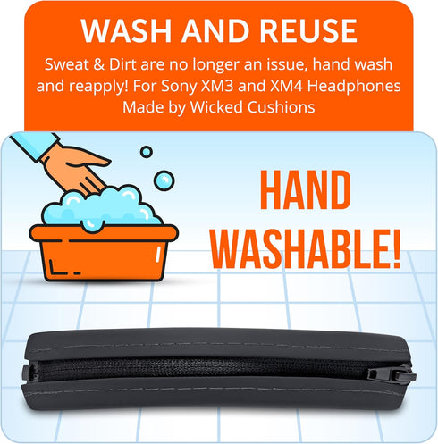 WC BandZ XM3 / XM4 - Silicone Headband Cover for Sony WH1000XM3 & WH1000XM4 Headphones by Wicked Cushions | Enhanced Comfort, Style, & Sweat Prote...