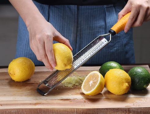 Deiss PRO Citrus Lemon Zester & Cheese Grater — Parmesan Cheese, Lemon, Ginger, Garlic, Nutmeg, Chocolate, Vegetables, Fruits - Razor-Sharp Stainl...