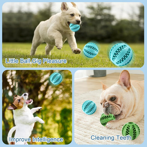 Chew Toy Balls 2pack Interactive Dog Treat Dispensing Ball Rubber Dog Puzzle Toy Chewing Toys for Boredom and Brain Stimulating Game Puppy Teethin...