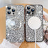 Fiyart Designed for iPhone 15 Pro Max Case,Compatible with MagSafe Cheetah Print Plating Camera Protection Clear Phone Case, Magnetic Glitter Leop...
