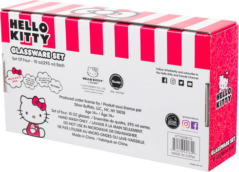 Silver Buffalo Sanrio Hello Kitty 4pc Tumbler Glass Set, 10 Ounces...