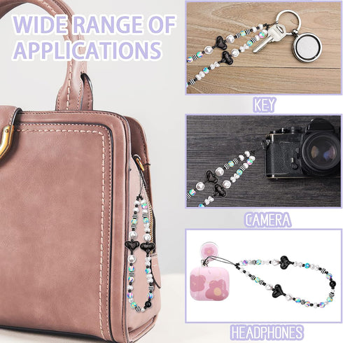 Beaded Phone Lanyard, Cell Phone Charm Wrist Strap Heart Clay Beads Keychain for Men Women Cell Phone String Strap...
