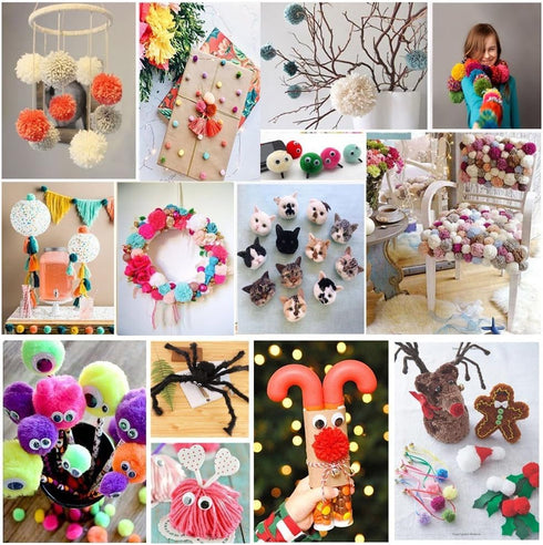 Pompom Maker kit, 6 Sizes Pom pom Makers for Fluff Ball Weaver Needle Craft DIY Wool Knitting Tool +12PS Acrylic Yarn+10PS Knitting Markers+10PS N...