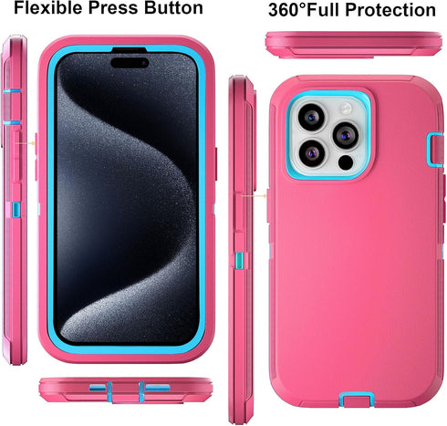 GYJ Case for iPhone 15 Pro Max Case 6.7" with 2 Screen Protector, Full Body Heavy Duty Military Grade Cover, Shockproof Drop-Proof Protective Phon...