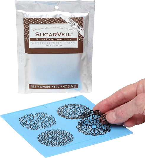 SugarVeil Medallion Topper Mat with Chocolate SugarVeil Icing...