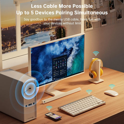 USB Bluetooth 5.3 Adapter for PC, EDUP USB Bluetooth Dongle Receiver Support Windows 11/10/8.1 Plug and Play for Desktop, Laptop, Mouse, Keyboard,...