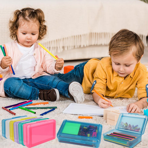 1 PCS Pencil Box,Double Layer Large Capacity Pencil Box,Hard Pencil Case with Snap-tight Lid, Plastic Pencil Box for Office School Supplies Pen Bo...