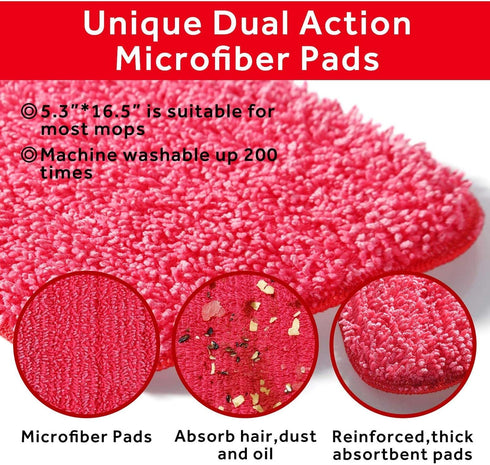 16.5 inch Mop Pads Refills, 3 Pack Microfiber Reusable Replacement Mop Pads Flat Replacements Heads for Wet Or Dry Floor Cleaning and Scrubbing, R...