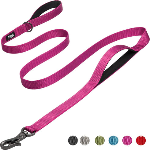 Fida 6 FT Heavy Duty Dog Leash with 2 Comfortable Padded Handles, Traffic Handle & Advanced Easy Snap Hook, Reflective Walking Lead for Large, Med...