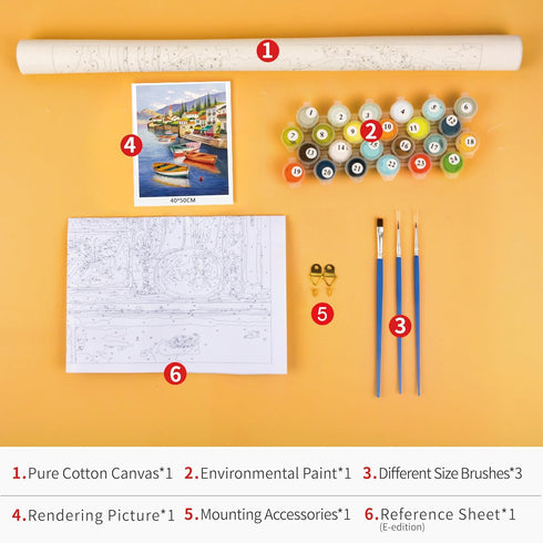 TUMOVO Paint by Numbers for Adults Landscape, DIY Oil Painting Location Boat Lake Forest Clouds Reflection Acrylic Paint by Number Kits for Kids A...