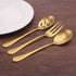 Matte Gold Serving Set?SHARECOOK 5-Piece 18/0 Stainless Steel Large Hostess Set with Round Edge, Satin Finished, Dishwasher Safe -Spoons, Forks,Bu...