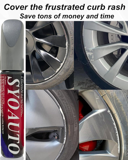 SYOAUTO Matte Black Rim Touch Up Paint For Tesla Model Y 20" Induction Wheel Touch Up Paint Rim Scratch Repair Wheel Paint Curb Rash Paint Pen(Mat...