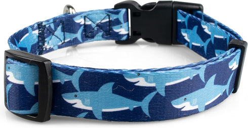 Limeloot Sharks Dog Collar, Summer Themed Dog Collar for Male and Female Dogs, Medium...