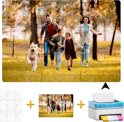 10 Sheets Blank Puzzles, 5.1x3.5 Inch All White Puzzle Blank Puzzles to Print on DIY Puzzle Printable Puzzles Thermal Transfer Blank Jigsaw Puzzle...