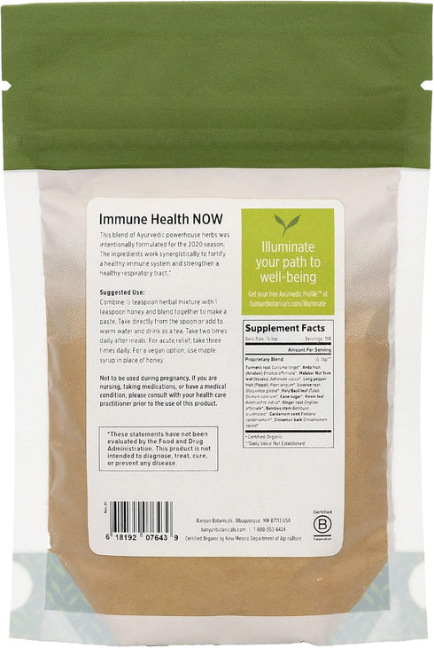 Banyan Botanicals Immune Health NOW – Organic Herbal Immune Booster - Powdered Mix of Herbs for Lungs, Respiratory & Immune System Support* – 3.5o...