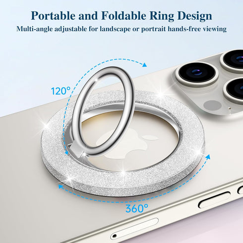 GVIEWIN Magnetic Phone Ring Holder, Compatible with MagSafe Phone Stand Finger Grip Adjustable Kickstand for iPhone 15 Pro Max/Pro/Plus/14/13/12 S...
