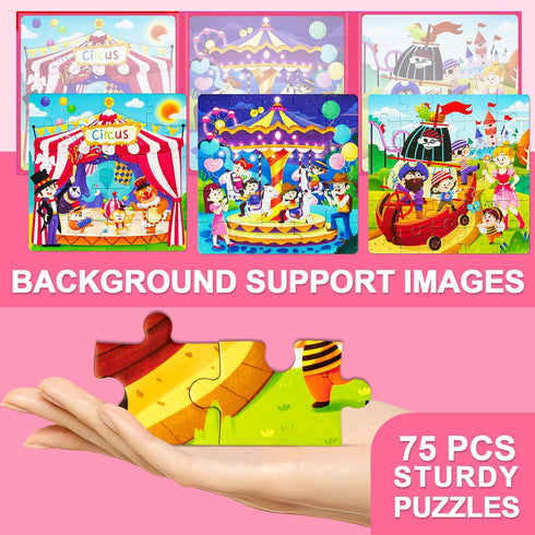 Magnetic Puzzles for Kids Ages 3-5, Toddler 3 in 1 Circus Jigsaw Puzzle Book, Kids Travel Puzzles Toys, Montessori Preschool Learning Toy for 1-5 ...