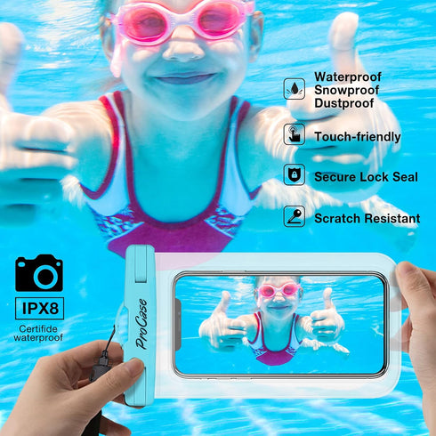 ProCase Waterproof Phone Pouch for iPhone 16 15 14 13 12 11 Pro Plus Max Mini Xs XR X 8 7 Galaxy S23 S22 S21 Ultra Note, Blue Green Pink Yellow | ...
