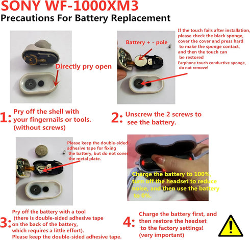 2 Pack CP1254 Replacement Battery for Sony Wf1000X XM3 SP600 700 900 Battery Jabra Rox BandO H5 E6 Galaxy Buds Bluetooth Headset Battery Varta ICR...