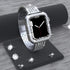 QVLANG Compatible with Apple Watch Band Series 9 8 7 45mm, Bling Series Band for Women + Diamond Rhinestone Case, Stainless Steel Metal Bracelet S...
