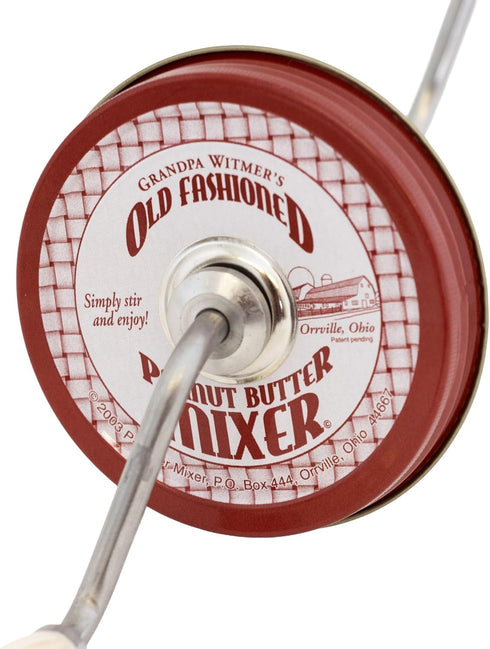 Grandpa Witmer’s Old Fashioned Mess-Free Nut Butter and Natural Peanut Butter Mixer, Made in America, BPA Free, Fits 16-Ounce Jars with 3-Inch Lid...