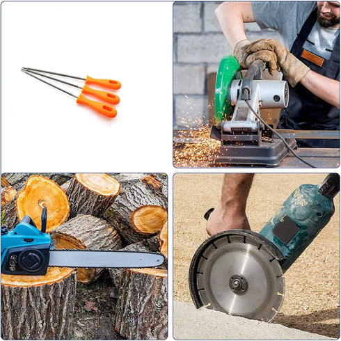 3pcs Chainsaw Chain Sharpening File Set Chainsaw Files Sharpener with Plastic Handle Woodworking Hand Tools 4.5mm...