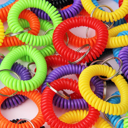70Pcs Colorful Stretchy Keychain Bracelet Spiral Wristband Keychain for Outdoor, Gym...