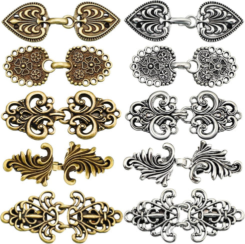 10 Pieces Vintage Sweater Swirl Clip Cape Cloak Clips Retro Cardigan Clip Shawl Collar Clasp Dress Shirt Brooch Clip for Girl Women Antique Swirl ...