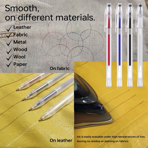 4 Heat Erase Pens Fabric Markers with 32 Refills, 1 Soft Tape Measure,1 Pack Plastic Pencil Box, Fabric markers are suitable forquilting supplies,...