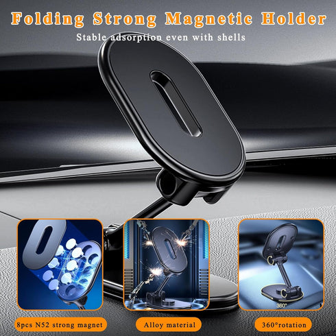 Magnetic Phone Holder for Car, 360 Degree Rotatable Auto Cell Phone Mount with 8 Strong Magnet, Dashboard Adhesive Phone Mount Compatible with All...