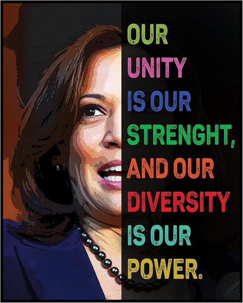 Posterizer 1 pcs-Our Unity-Kamala Harris Quotes-Patriotic & Military Art-Quotes-Gift for US Military Veterans-Decor for Home & Office- unframed wa...