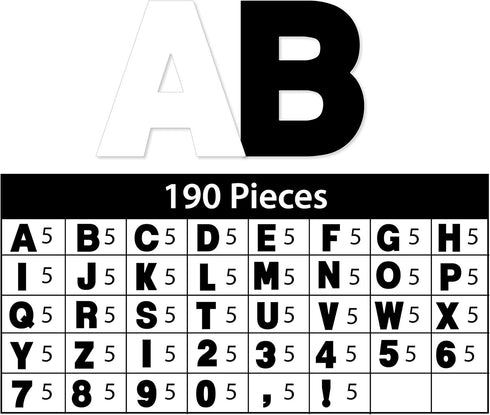 ArtSkills Poster Letters 4” Paper Letters for Poster Board Projects, Classroom Bulletin Boards, Sign Making Supplies, Black/White, 190 Pieces...