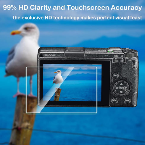 Screen Protector for Ricoh GR III GR III X GRIII GR 3 GR3 GR IIIx GRIIIx GR3x, 9H Hardness 0.3mm Ultra-thin Tempered Glass Screen, Full Coverage E...
