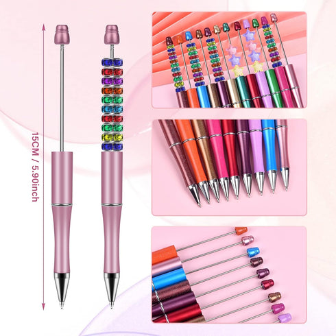 Plastic Beadable Pens with Shaft Ballpoint Pen 1.0 mm Black Ink Bead Pens Ball Pen for DIY PPL Beads Present for Students Presents Office School S...