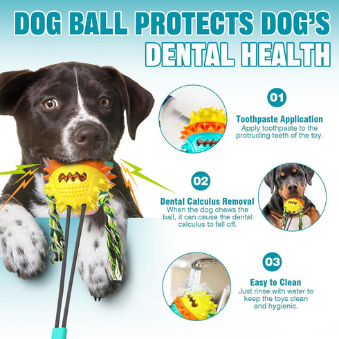 Dog Toys for Aggressive Chewers Interactive Indestructible Puzzle Stimulating Chew Toy Suction Cup Tug of War Enrichment Rope Boredom Busy Self Pl...