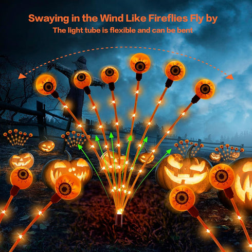 Scary Eyeballs Solar Halloween Lights Outdoor,2PACKS 12LED Halloween Decorations with 3D Floating Scary Eyeballs Magic Lights,Solar Spooky Lights ...