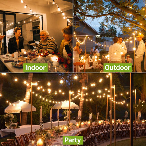 25Ft G40 String Lights, Patio Lights with 13 Bulbs(1 Spare), Waterproof Connectable Shatterproof Outdoor String Lights for Backyard Porch Balcony ...