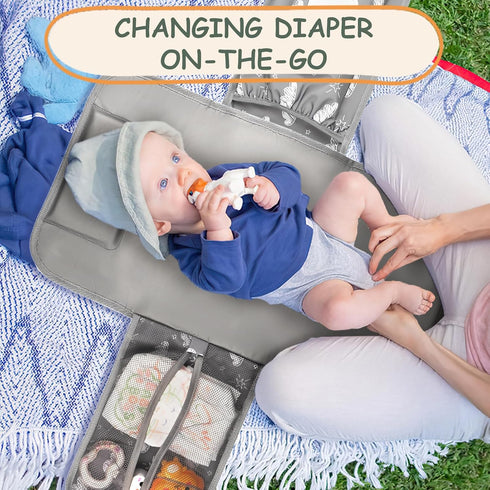 Portable Diaper Changing Pad - Travel Waterproof Baby Changing Mat with Shoulder Strap - Foldable Diaper Changing Station with Wipes Pocket...