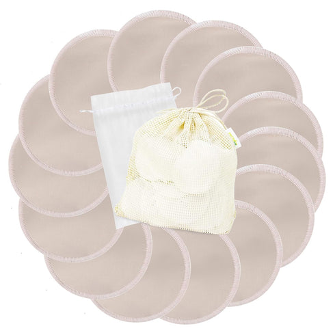 wegreeco Nursing Breast Pads (14 Pack) + Laundry Bag & Travel Storage Bag, 4.7 inch - Washable & Reusable Breastfeeding Nursing Pads (Rose Gold, L...