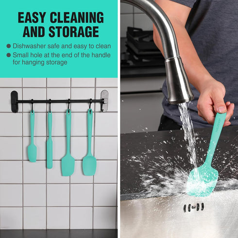 HAUSHOF Silicone Spatula Set of 4, Food Grade Silicone Spatula for Cooking, Baking, Mixing - Spatulas for Kitchen Use, One-Piece Seamless Design, ...