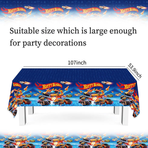 3pcs Hot Birthday Decorations Tablecloth Racing Car Themed Large 107x53.9 Inches Birthday Decorations Disposable Waterproof Table Covers for Birth...